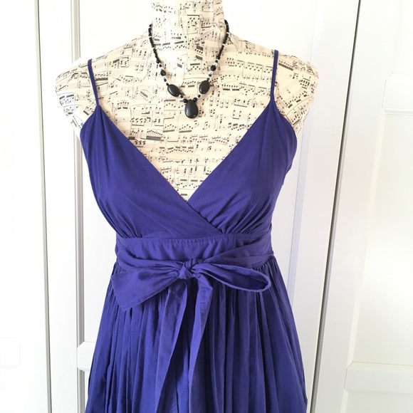 ANTHROPOLOGIE Maeve Royal Blue Empire V-Neck Dress - Picture 3 of 9